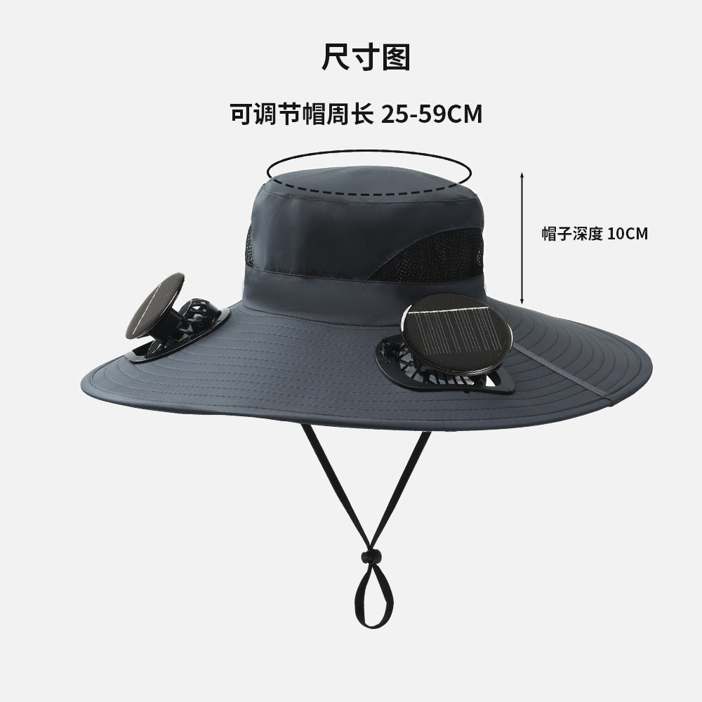 Premium Selected Cross-Border Solar Fan Hat Summer Sun Hat Fishing Sun Protection Sunshade Air Conditioning Fisherman UV Protection Men's Hat