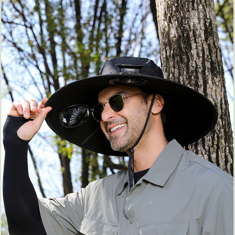 Premium Selected Cross-Border Solar Fan Hat Summer Sun Hat Fishing Sun Protection Sunshade Air Conditioning Fisherman UV Protection Men's Hat