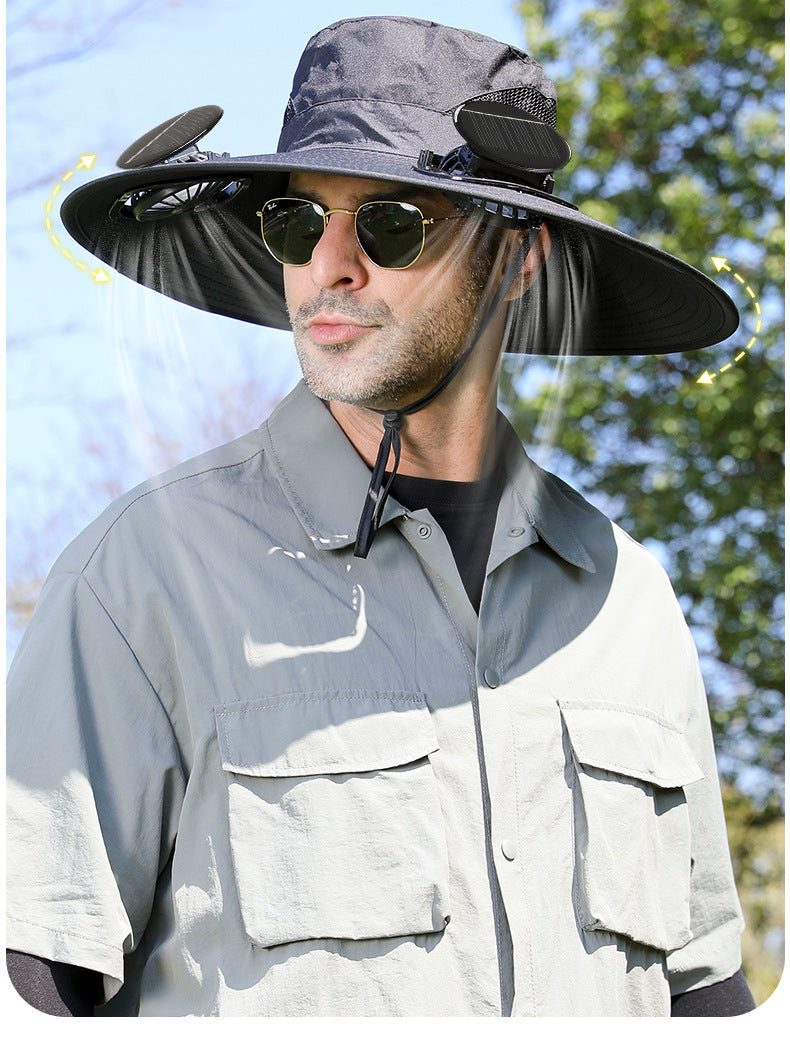 Premium Selected Cross-Border Solar Fan Hat Summer Sun Hat Fishing Sun Protection Sunshade Air Conditioning Fisherman UV Protection Men's Hat