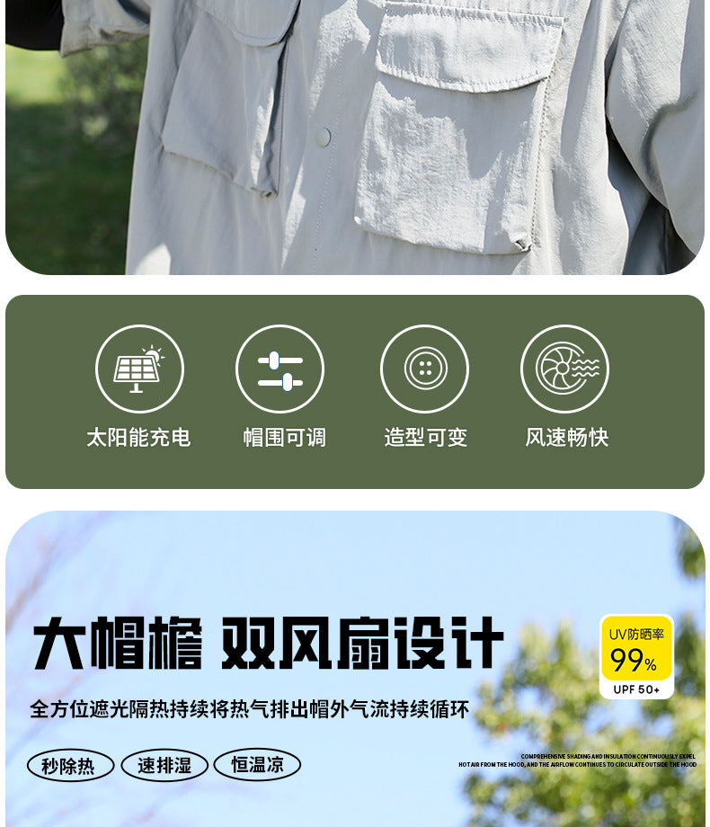 Premium Selected Cross-Border Solar Fan Hat Summer Sun Hat Fishing Sun Protection Sunshade Air Conditioning Fisherman UV Protection Men's Hat
