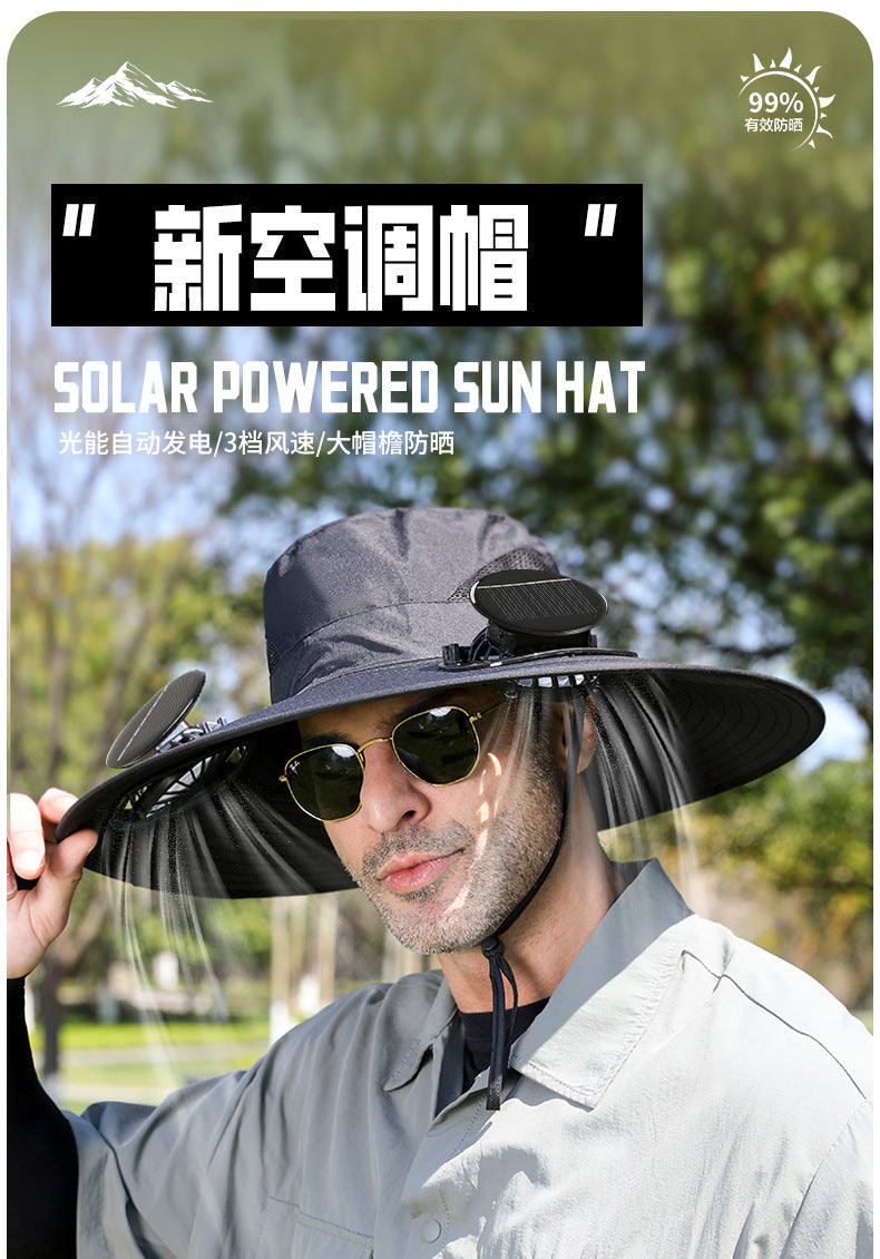 Premium Selected Cross-Border Solar Fan Hat Summer Sun Hat Fishing Sun Protection Sunshade Air Conditioning Fisherman UV Protection Men's Hat