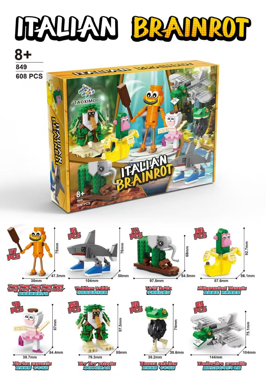 Italian Brainrot Themed Character Building Block Set