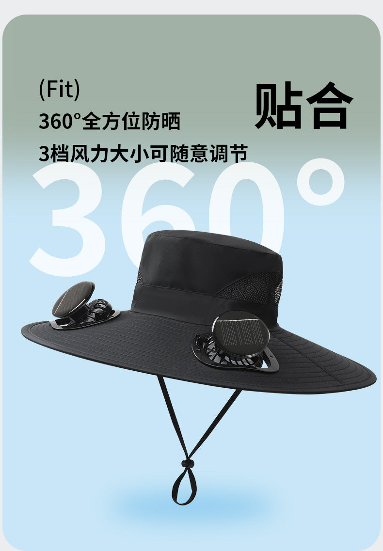Premium Selected Cross-Border Solar Fan Hat Summer Sun Hat Fishing Sun Protection Sunshade Air Conditioning Fisherman UV Protection Men's Hat
