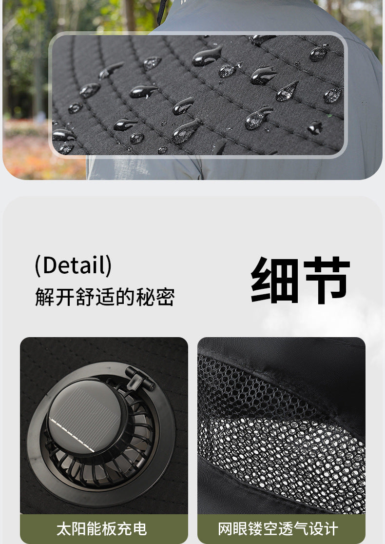Premium Selected Cross-Border Solar Fan Hat Summer Sun Hat Fishing Sun Protection Sunshade Air Conditioning Fisherman UV Protection Men's Hat