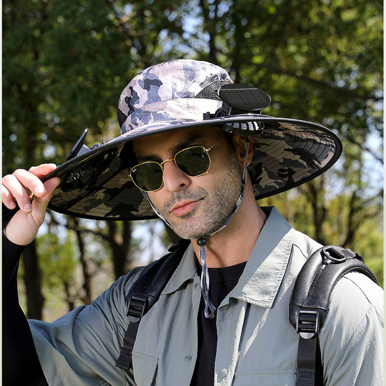 Premium Selected Cross-Border Solar Fan Hat Summer Sun Hat Fishing Sun Protection Sunshade Air Conditioning Fisherman UV Protection Men's Hat