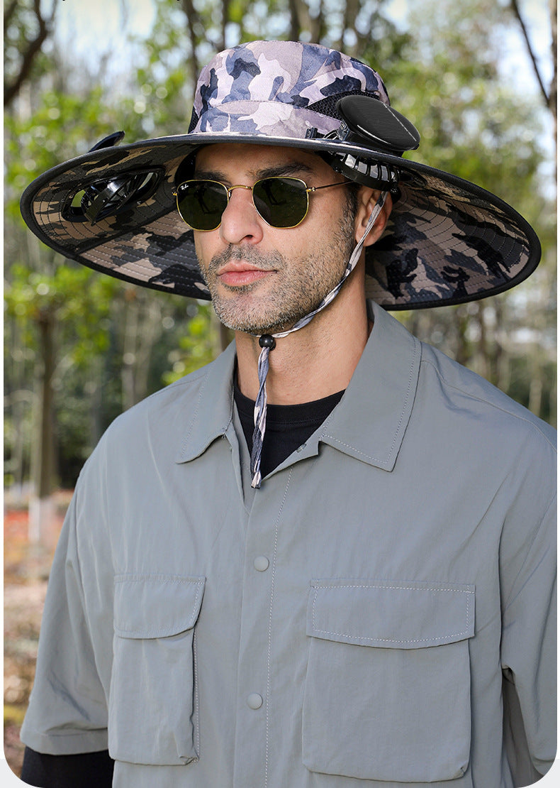 Premium Selected Cross-Border Solar Fan Hat Summer Sun Hat Fishing Sun Protection Sunshade Air Conditioning Fisherman UV Protection Men's Hat