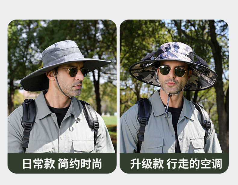 Premium Selected Cross-Border Solar Fan Hat Summer Sun Hat Fishing Sun Protection Sunshade Air Conditioning Fisherman UV Protection Men's Hat
