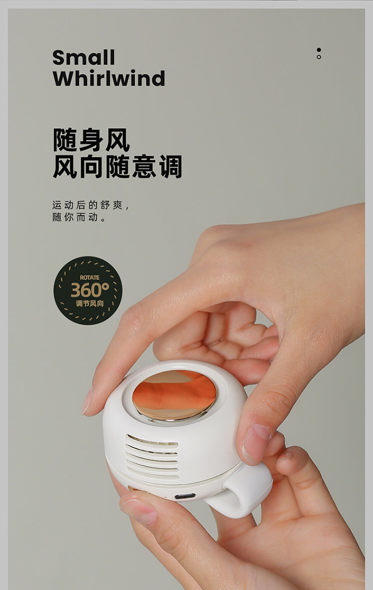 MF019 Small Cyclone Bladeless Fan USB Rechargeable Neck Hanging Mini Fan Portable Mini Pocket Fan