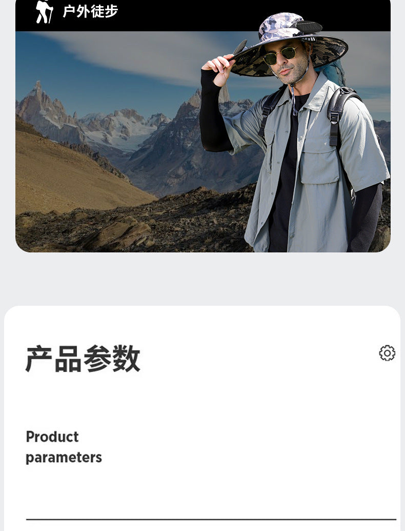 Premium Selected Cross-Border Solar Fan Hat Summer Sun Hat Fishing Sun Protection Sunshade Air Conditioning Fisherman UV Protection Men's Hat