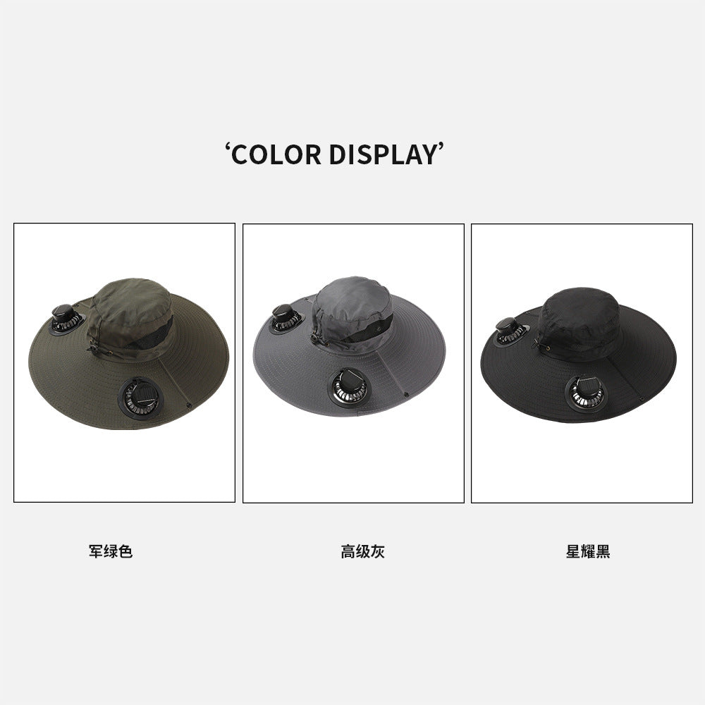 Premium Selected Cross-Border Solar Fan Hat Summer Sun Hat Fishing Sun Protection Sunshade Air Conditioning Fisherman UV Protection Men's Hat