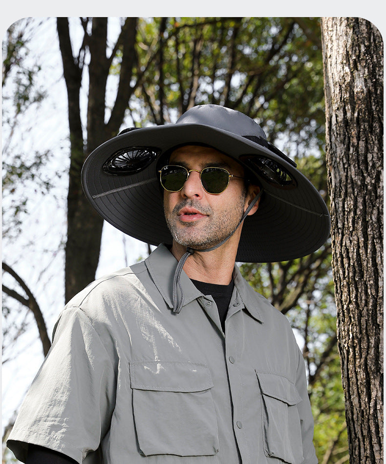 Premium Selected Cross-Border Solar Fan Hat Summer Sun Hat Fishing Sun Protection Sunshade Air Conditioning Fisherman UV Protection Men's Hat